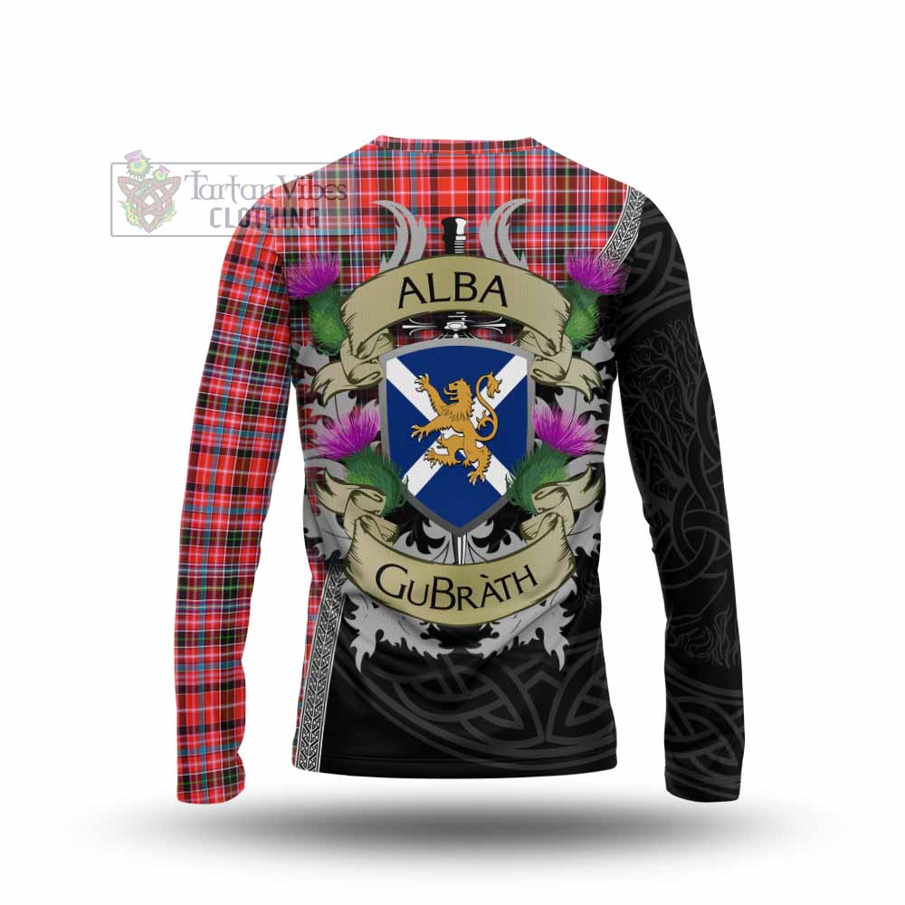 Tartan Vibes Clothing Straiton Tartan Family Crest Long Sleeve T-Shirt Lion Rampant Royal Thistle Shield Celtic Inspired
