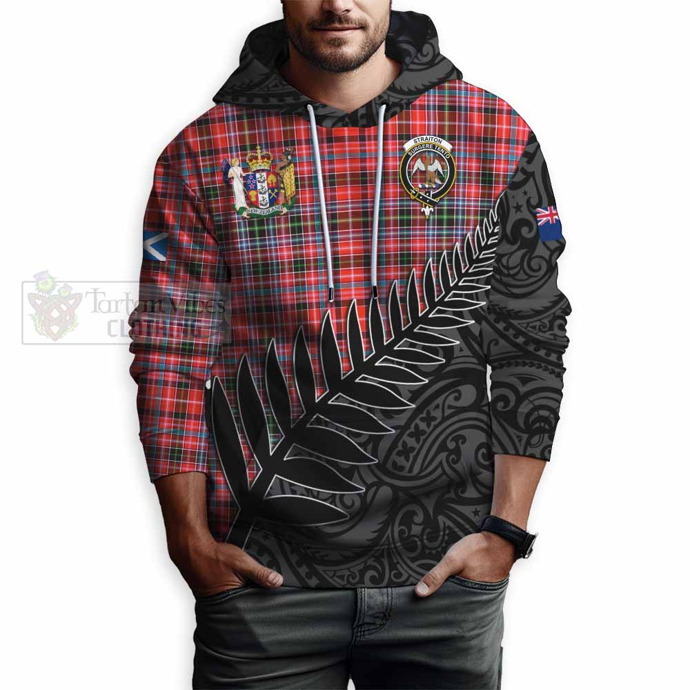 Tartan Vibes Clothing Straiton Crest Tartan Hoodie with New Zealand Silver Fern Half Style