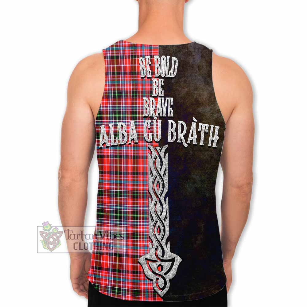 Tartan Vibes Clothing Straiton Tartan Family Crest Men's Tank Top Alba Gu Brath Be Brave Lion Ancient Style