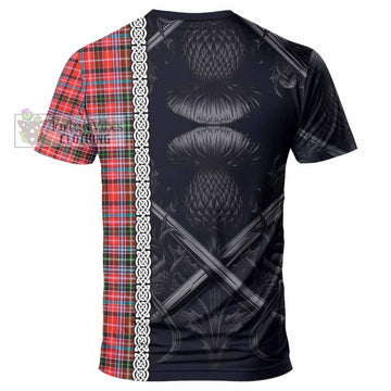 Tartan Vibes Clothing Straiton Tartan T-Shirt with Family Crest Cross Sword Thistle Celtic Vibes