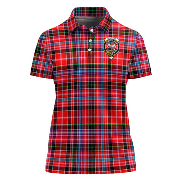 Straiton Tartan Polo Shirt with Family Crest For Women - Tartan Vibes Clothing
