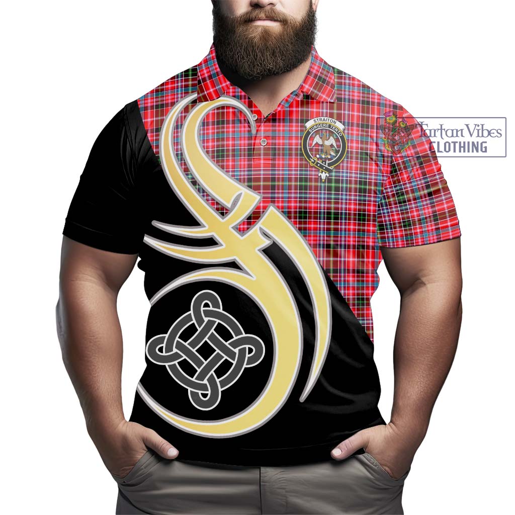 Straiton Tartan Polo Shirt with Family Crest and Celtic Symbol Style - Tartan Vibes Clothing