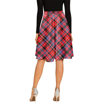Straiton Tartan Melete Pleated Midi Skirt Cross Style