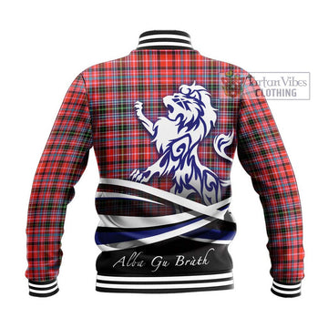 Straiton Tartan Baseball Jacket with Alba Gu Brath Regal Lion Emblem - Tartanvibesclothing Shop