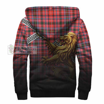 Straiton Crest Tartan Sherpa Hoodie with Golden Lion Emblem Celtic Style