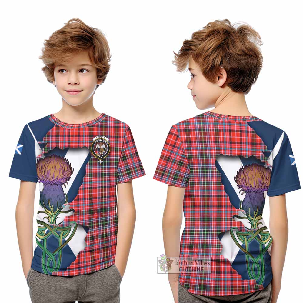 Tartan Vibes Clothing Straiton Tartan Family Crest Kid T-Shirt Scottish Thistle Celtic Inspired