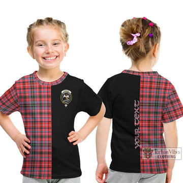 Straiton Tartan Kid T-Shirt with Family Crest and Half Of Me Style - Tartanvibesclothing Shop