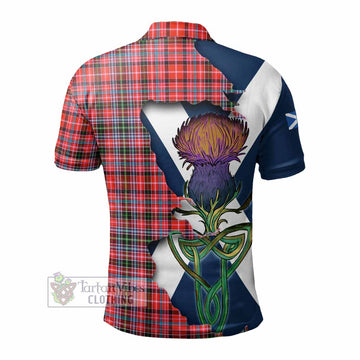 Straiton Tartan Family Crest Polo Shirt Scottish Thistle Celtic Inspired