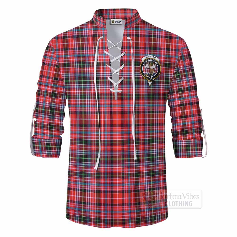 Tartan Vibes Clothing Straiton Tartan Ghillie Kilt Shirt with Family Crest DNA In Me Style