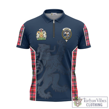 Straiton Tartan Zipper Polo Shirt with Family Crest and Lion Rampant Vibes Sport Style