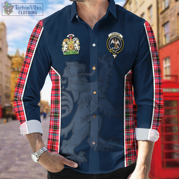 Straiton Tartan Long Sleeve Button Up Shirt with Family Crest and Lion Rampant Vibes Sport Style