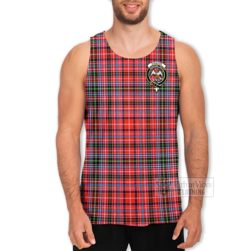 Tartan Vibes Clothing Straiton Tartan Men's Tank Top with Family Crest Celtic Skull Style