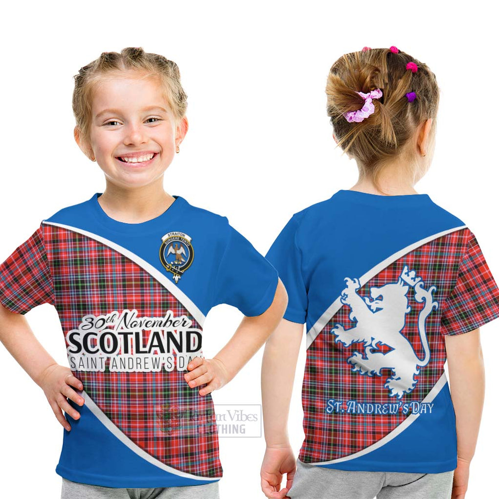 Tartan Vibes Clothing Straiton Family Crest Tartan Kid T-Shirt Celebrate Saint Andrew's Day in Style