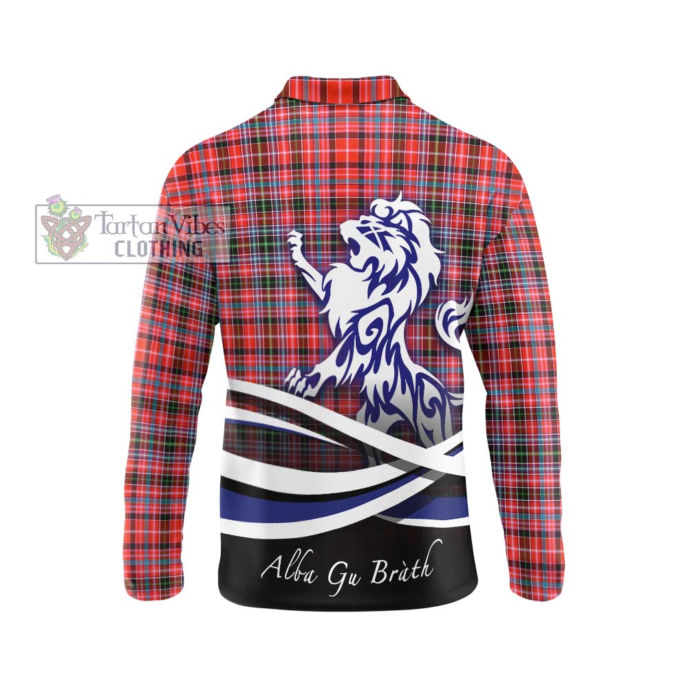 Straiton Tartan Long Sleeve Polo Shirt with Alba Gu Brath Regal Lion Emblem - Tartanvibesclothing Shop