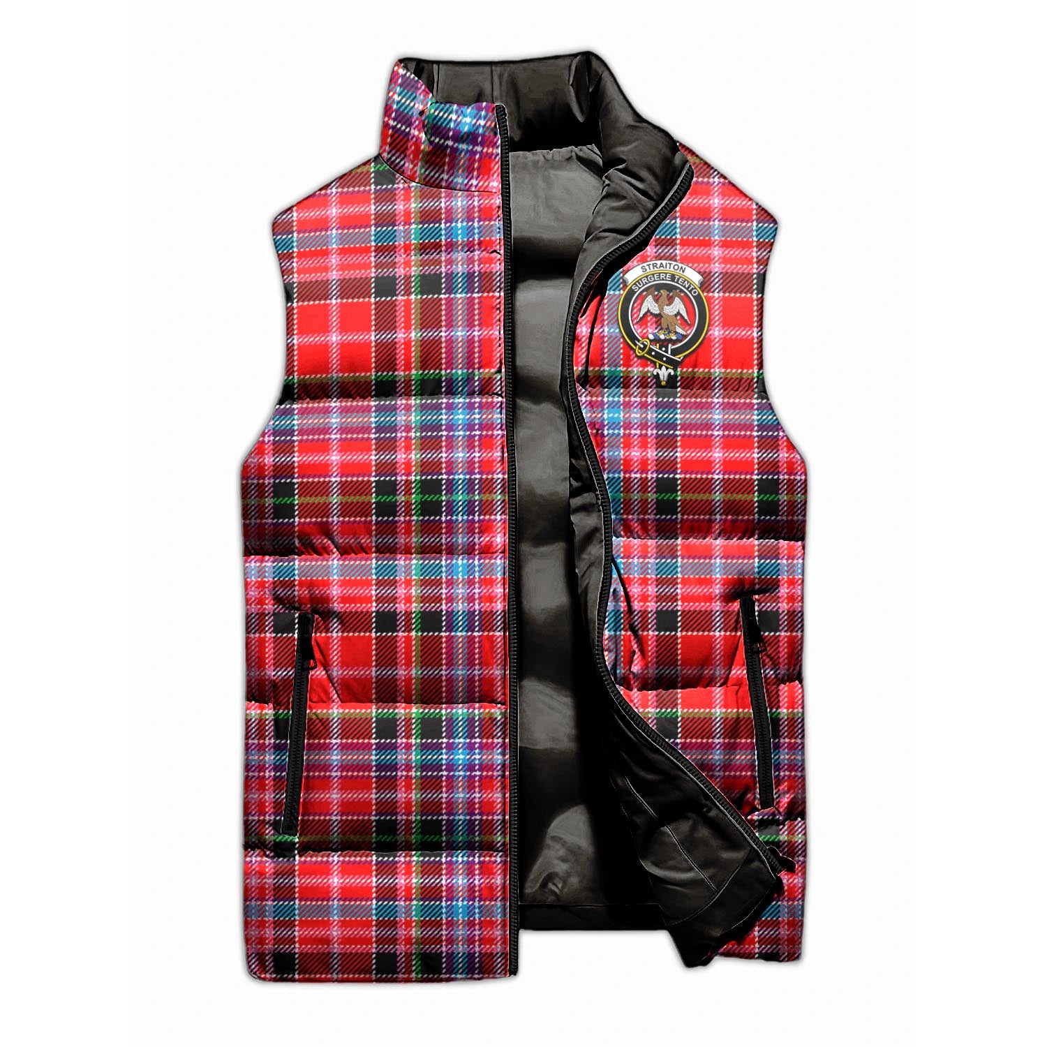 Straiton Tartan Sleeveless Puffer Jacket with Family Crest - Tartanvibesclothing