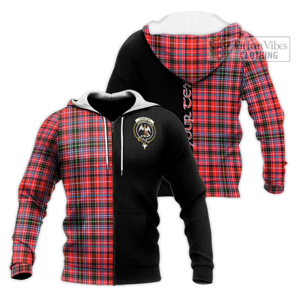 Straiton Tartan Knitted Hoodie with Family Crest and Half Of Me Style Unisex Knitted Zip Hoodie - Tartanvibesclothing Shop