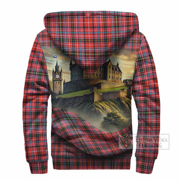 Straiton Tartan Family Crest Sherpa Hoodie with Scottish Ancient Castle Style