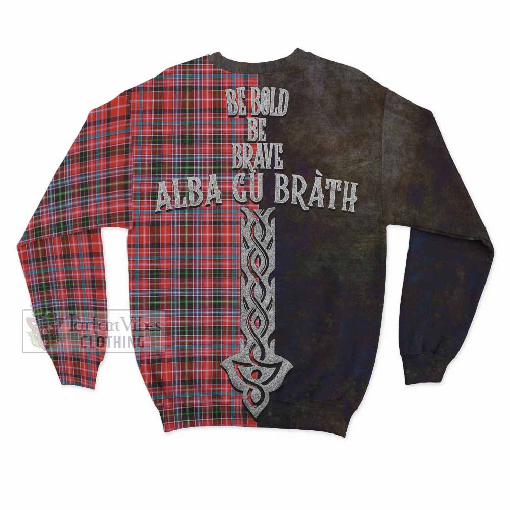 Tartan Vibes Clothing Straiton Tartan Family Crest Sweatshirt Alba Gu Brath Be Brave Lion Ancient Style