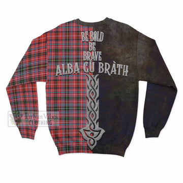 Straiton Tartan Family Crest Sweatshirt Alba Gu Brath Be Brave Lion Ancient Style