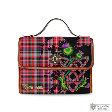 Straiton Tartan Waterproof Canvas Bag with Scotland Map and Thistle Celtic Accents