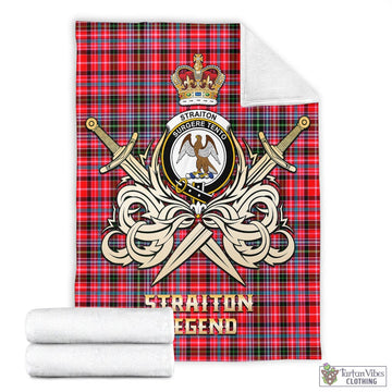 Straiton Tartan Blanket with Clan Crest and the Golden Sword of Courageous Legacy