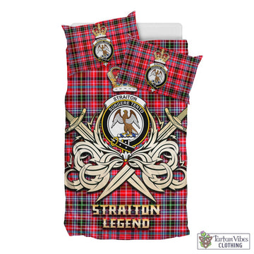 Straiton Tartan Bedding Set with Clan Crest and the Golden Sword of Courageous Legacy