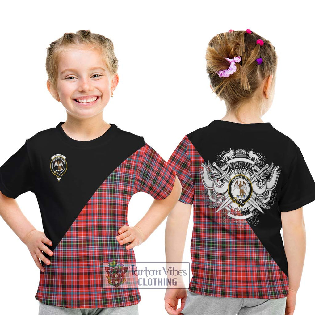 Straiton Tartan Kid T-Shirt with Family Crest and Military Logo Style - Tartanvibesclothing Shop