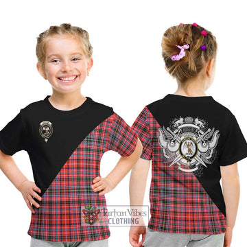 Straiton Tartan Kid T-Shirt with Family Crest and Military Logo Style - Tartanvibesclothing Shop