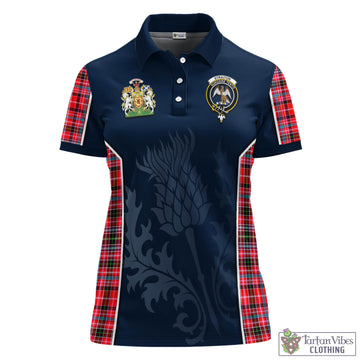 Straiton Tartan Women's Polo Shirt with Family Crest and Scottish Thistle Vibes Sport Style