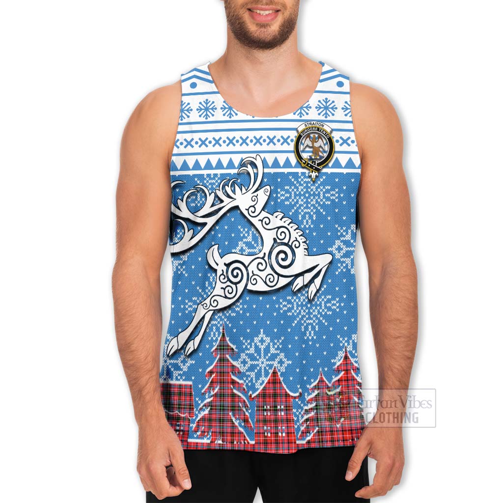 Tartan Vibes Clothing Straiton Clan Christmas Men's Tank Top Celtic Reindeer Style