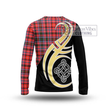Straiton Tartan Long Sleeve T-Shirt with Family Crest and Celtic Symbol Style