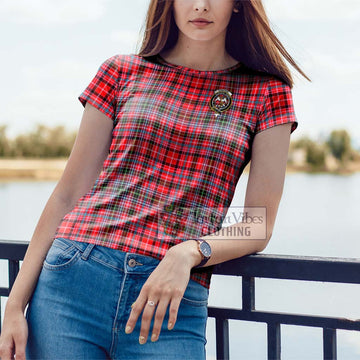 Straiton Tartan Cotton T-Shirt with Family Crest Women's Shirt - Tartanvibesclothing Shop
