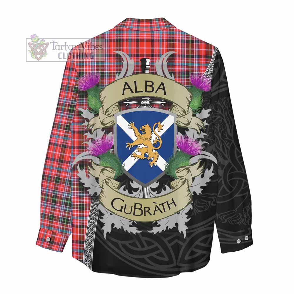 Tartan Vibes Clothing Straiton Tartan Family Crest Women's Casual Shirt Lion Rampant Royal Thistle Shield Celtic Inspired