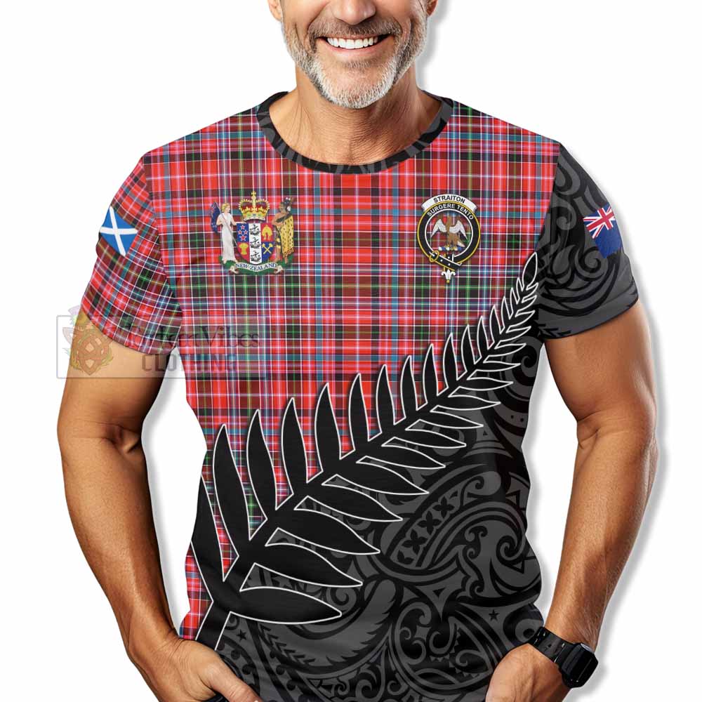 Tartan Vibes Clothing Straiton Crest Tartan T-Shirt with New Zealand Silver Fern Half Style