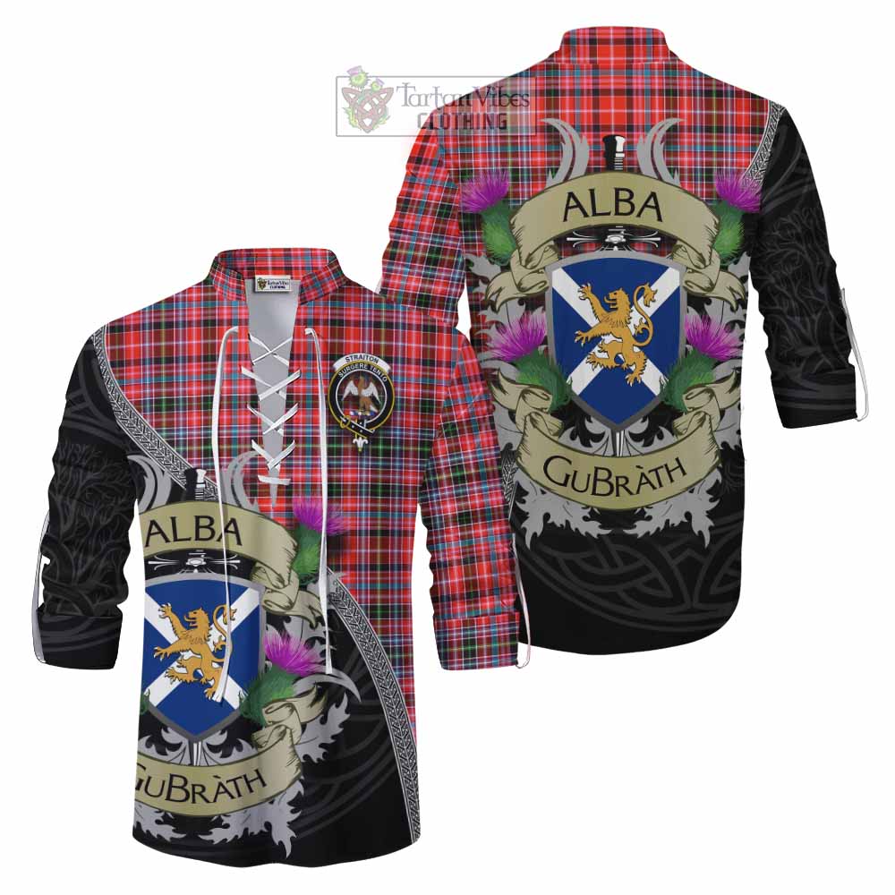 Tartan Vibes Clothing Straiton Tartan Family Crest Ghillie Kilt Shirt Lion Rampant Royal Thistle Shield Celtic Inspired