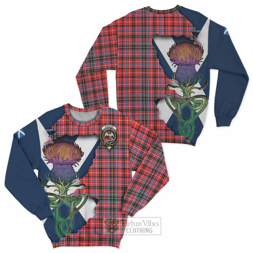 Tartan Vibes Clothing Straiton Tartan Family Crest Sweatshirt Scottish Thistle Celtic Inspired
