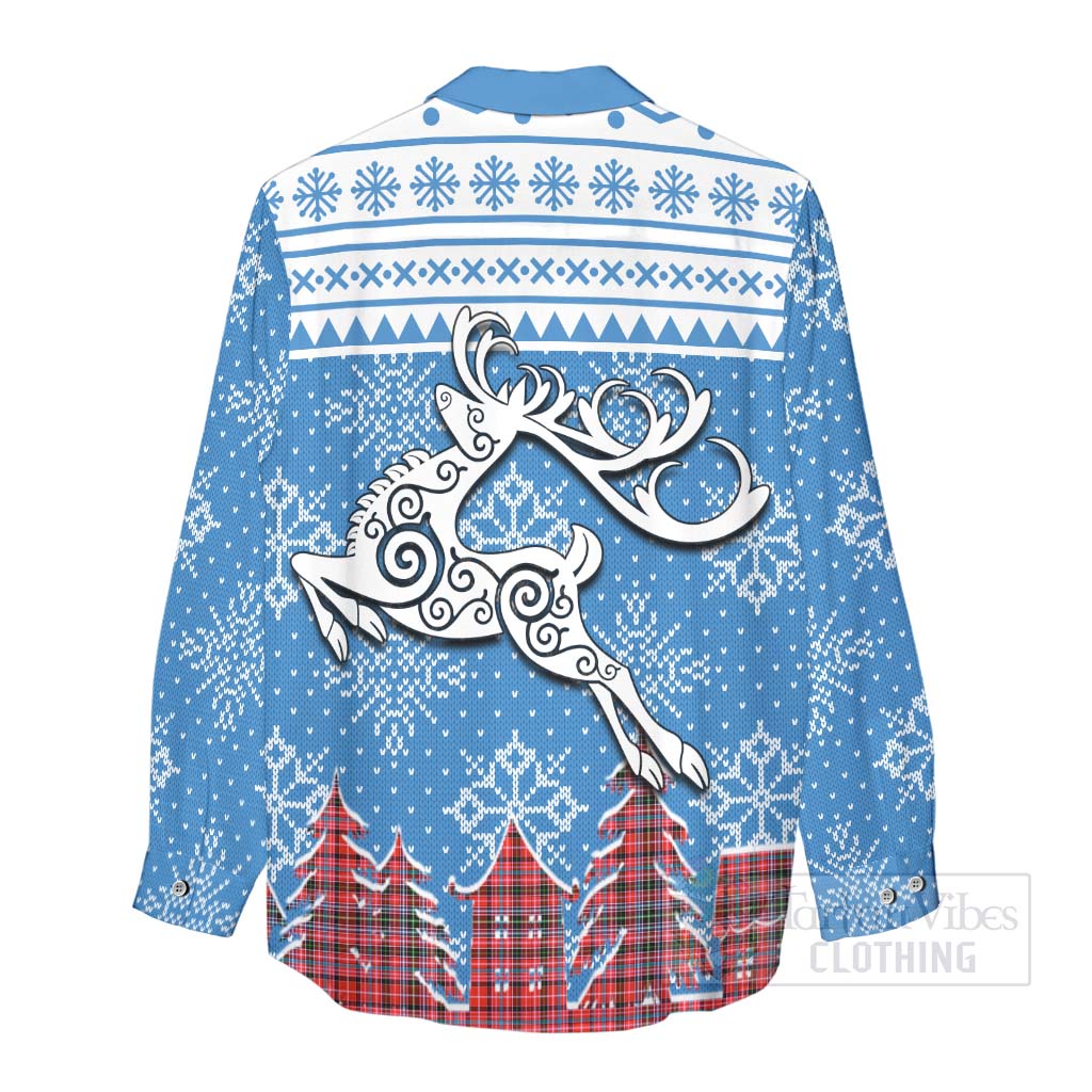 Tartan Vibes Clothing Straiton Clan Christmas Women's Casual Shirt Celtic Reindeer Style