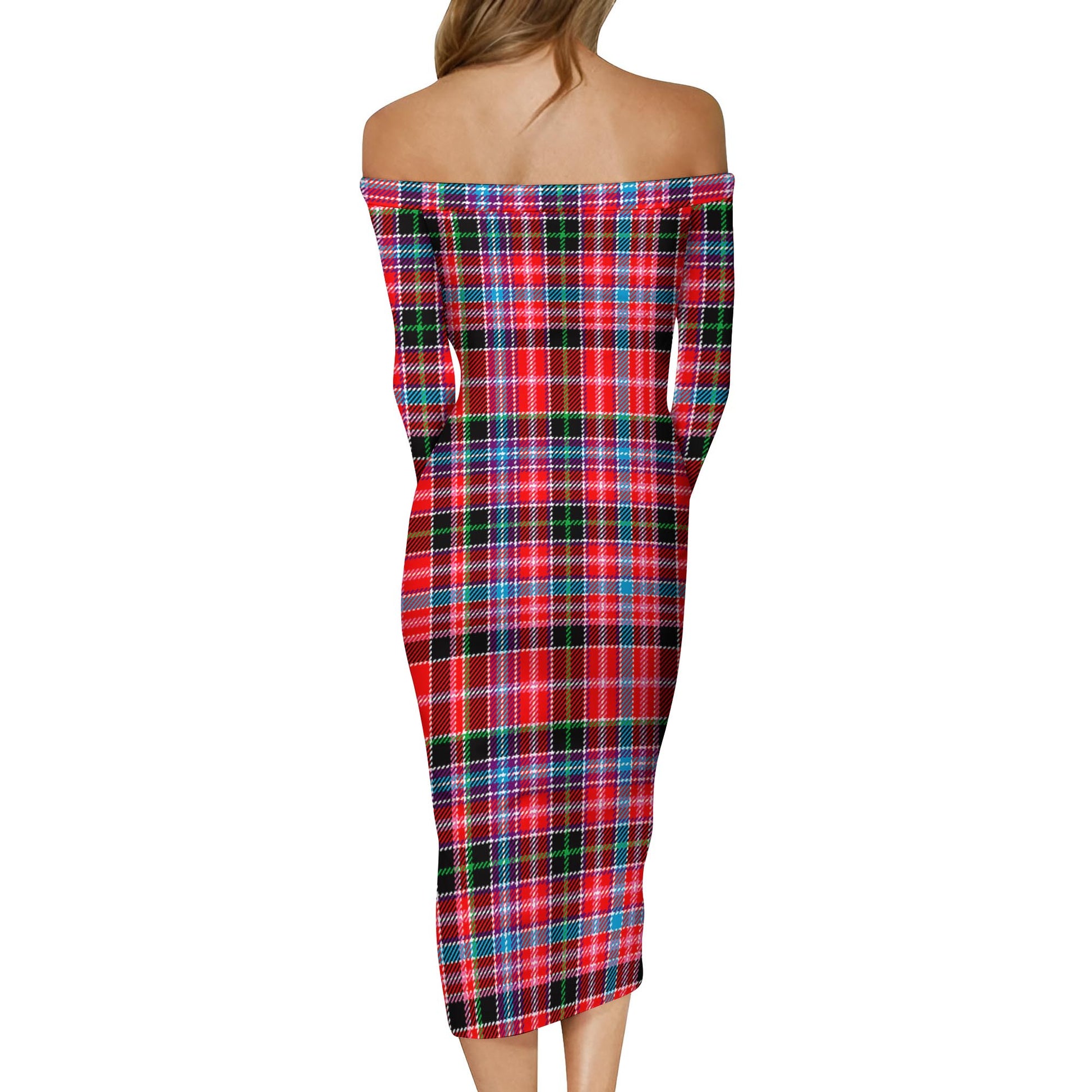 Straiton Tartan Off Shoulder Lady Dress - Tartanvibesclothing
