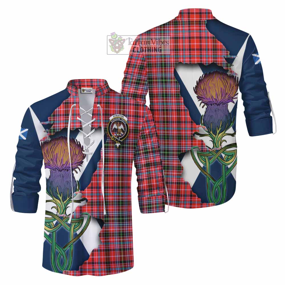 Tartan Vibes Clothing Straiton Tartan Family Crest Ghillie Kilt Shirt Scottish Thistle Celtic Inspired