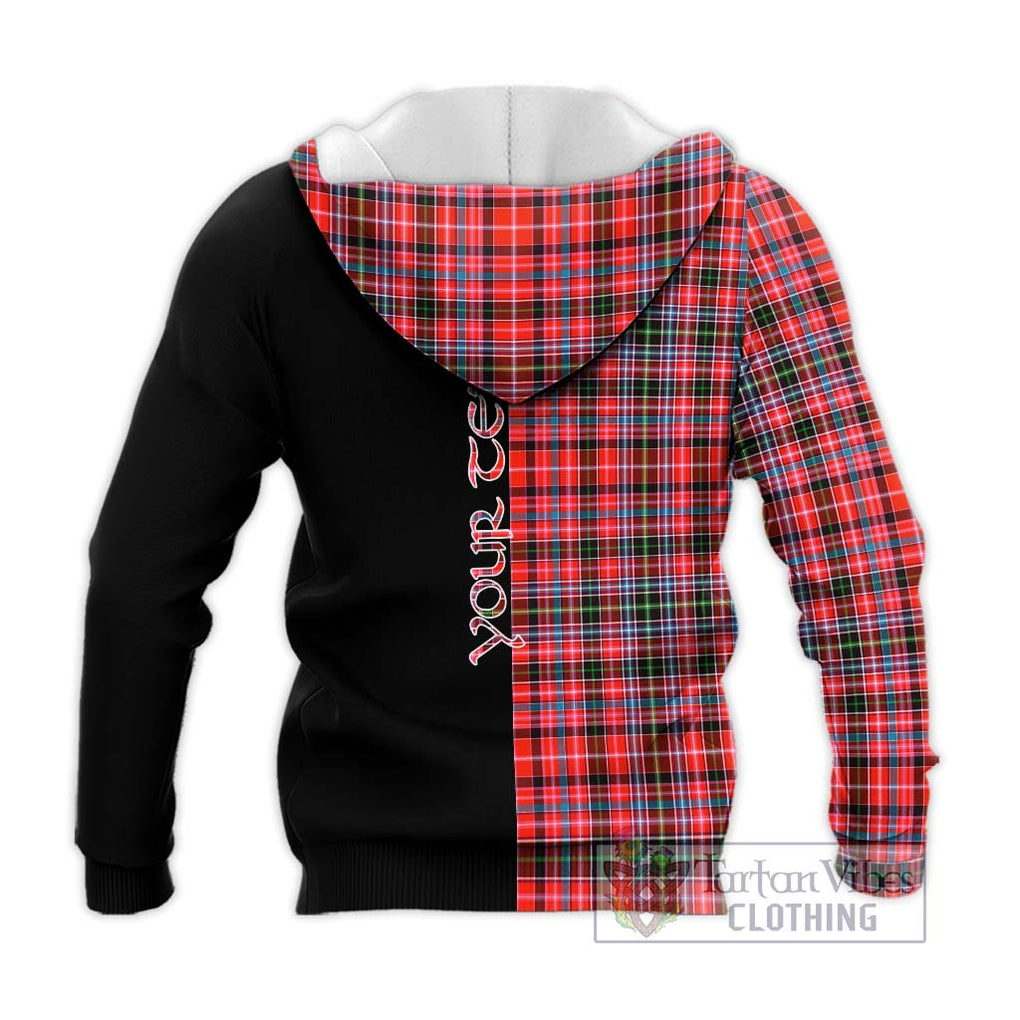 Straiton Tartan Knitted Hoodie with Family Crest and Half Of Me Style - Tartanvibesclothing Shop