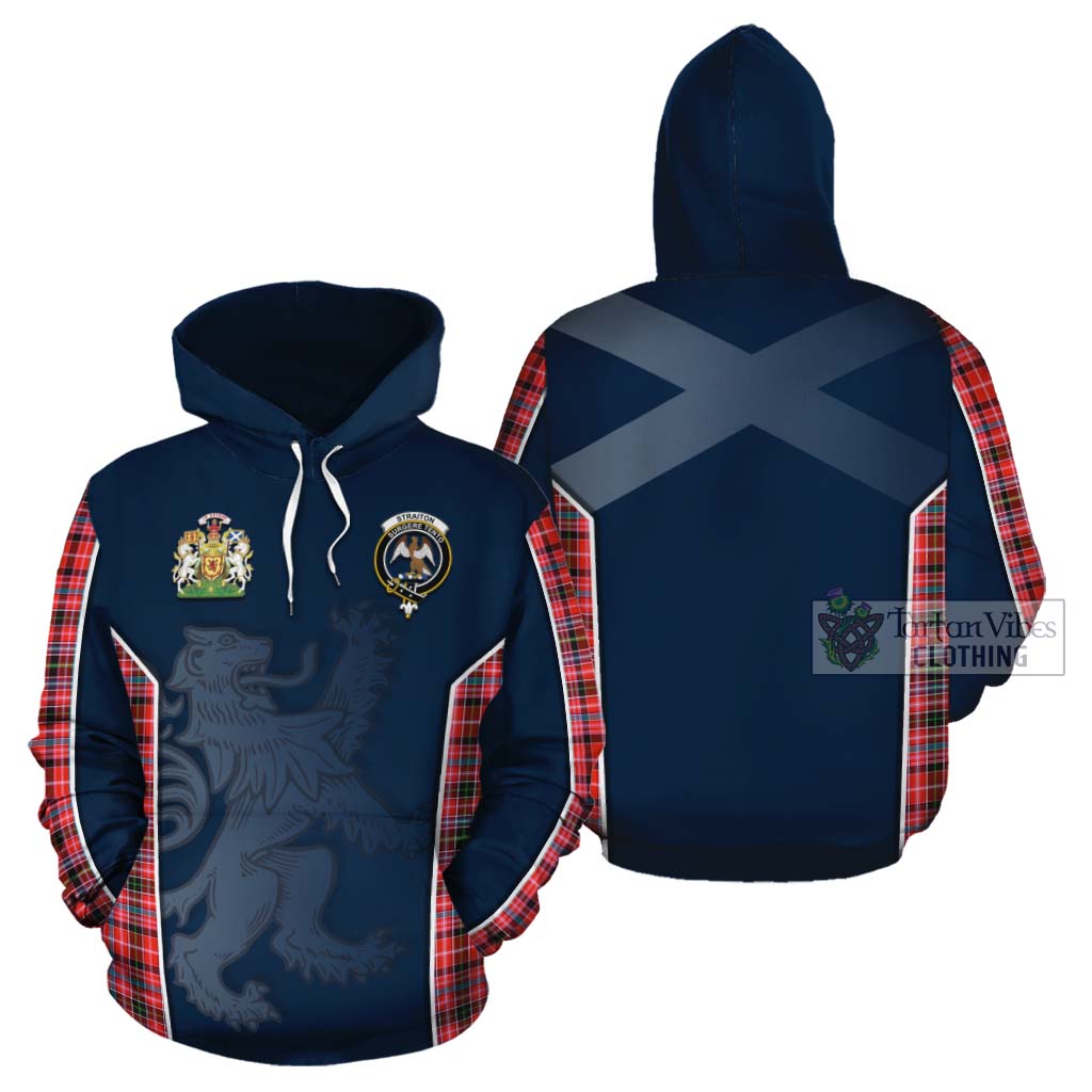 Tartan Vibes Clothing Straiton Tartan Cotton Hoodie with Family Crest and Lion Rampant Vibes Sport Style