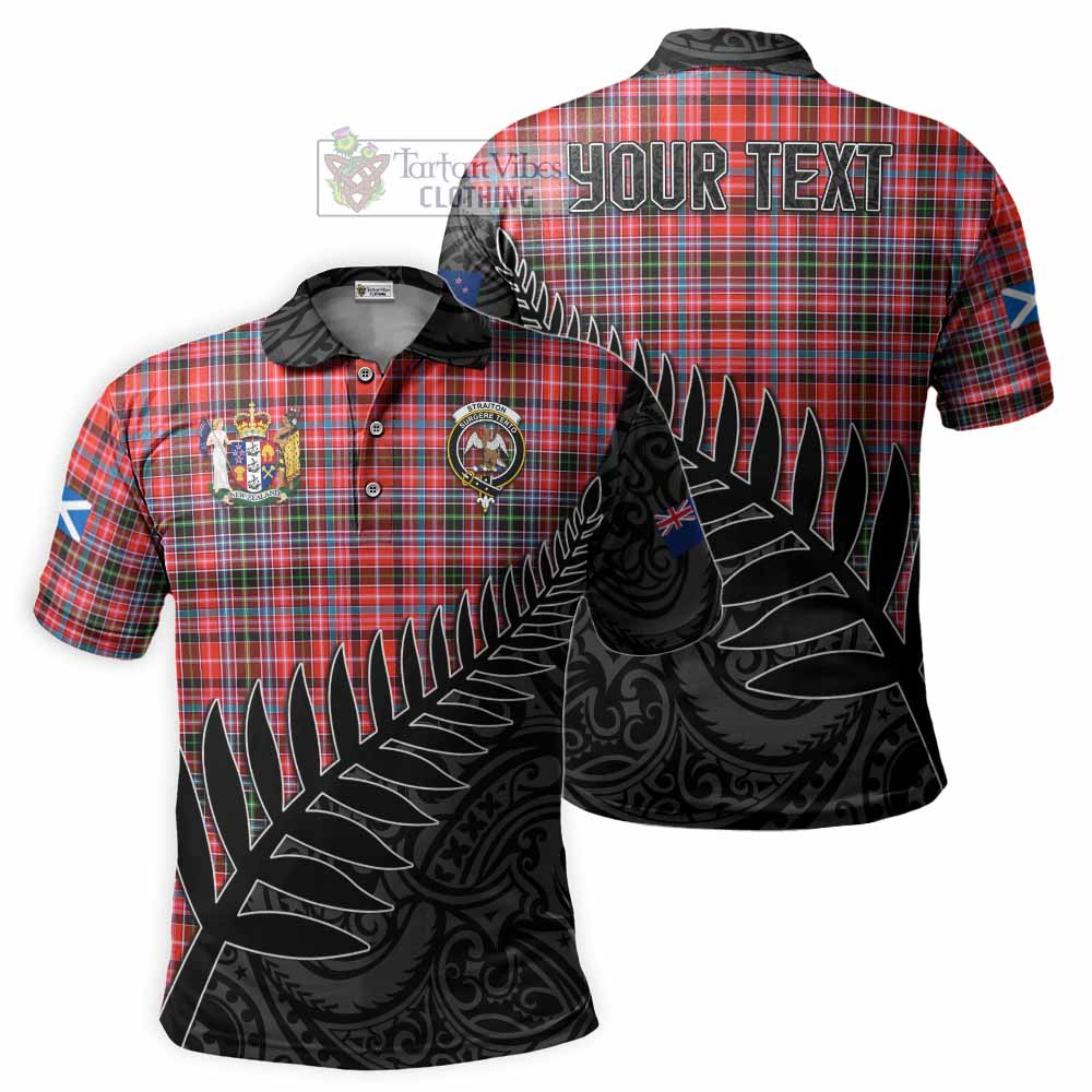 Straiton Crest Tartan Polo Shirt with New Zealand Silver Fern Half Style