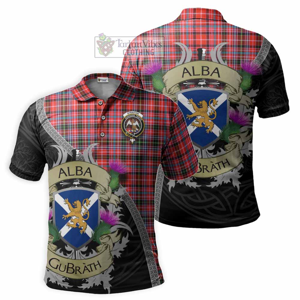 Tartan Vibes Clothing Straiton Tartan Family Crest Polo Shirt Lion Rampant Royal Thistle Shield Celtic Inspired