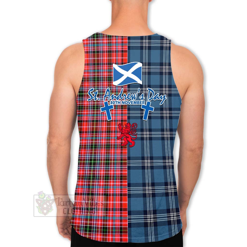 Tartan Vibes Clothing Straiton Tartan Men's Tank Top Happy St. Andrew's Day Half Tartan Style