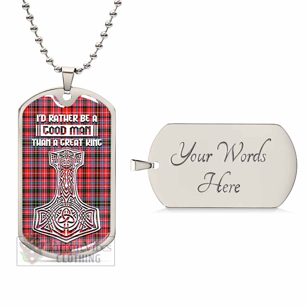 Tartan Vibes Clothing Straiton Tartan Dog Tag Necklace Viking Mjolnir Style