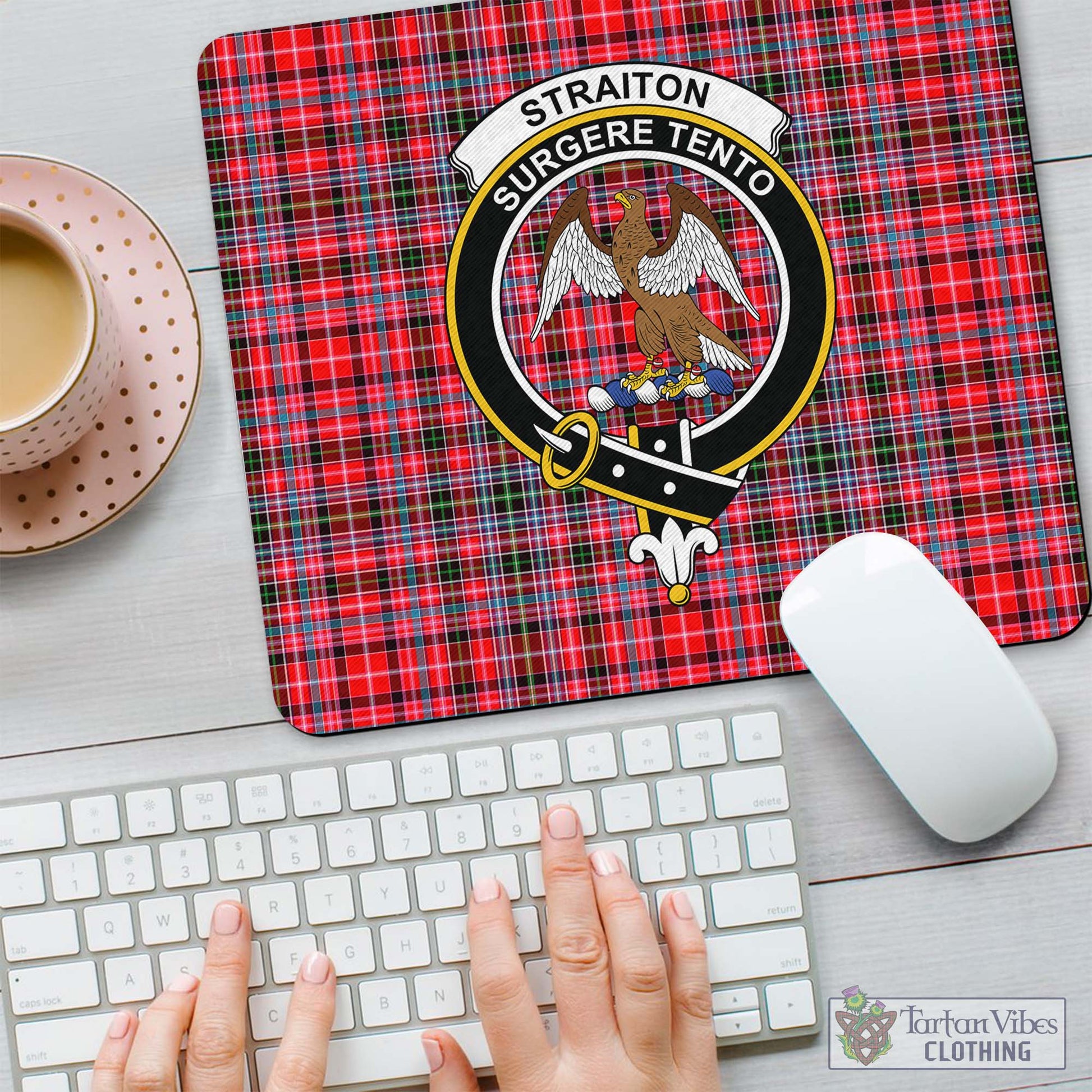 Tartan Vibes Clothing Straiton Tartan Mouse Pad with Family Crest
