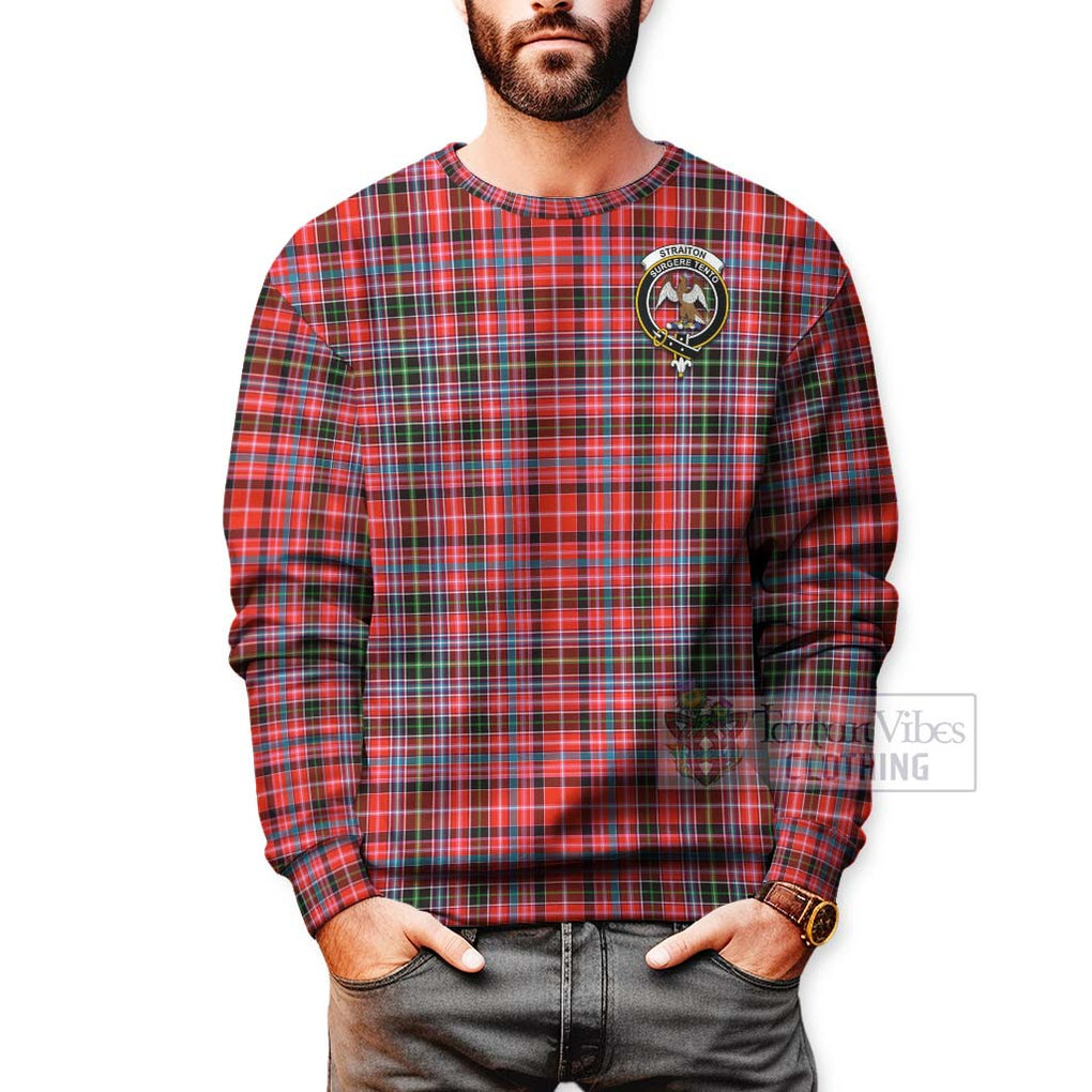 Tartan Vibes Clothing Straiton Tartan Sweatshirt with Family Crest and Bearded Skull Holding Bottles of Whiskey