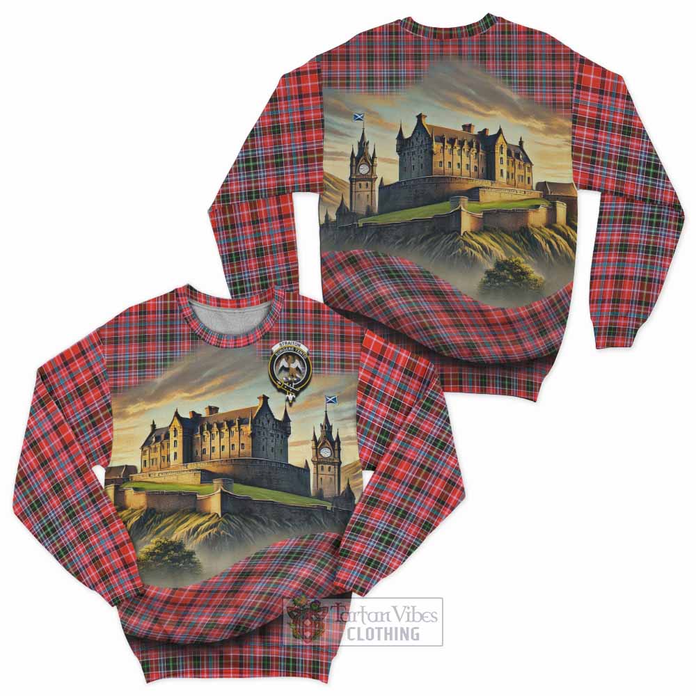 Tartan Vibes Clothing Straiton Tartan Family Crest Sweatshirt with Scottish Ancient Castle Style