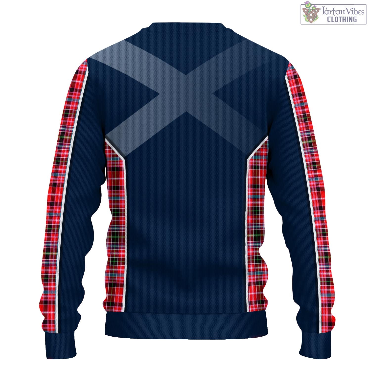 Tartan Vibes Clothing Straiton Tartan Knitted Sweatshirt with Family Crest and Scottish Thistle Vibes Sport Style