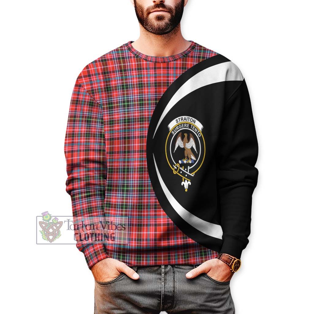 Straiton Tartan Sweatshirt with Family Crest Circle Style - Tartan Vibes Clothing